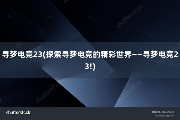 寻梦电竞23(探索寻梦电竞的精彩世界——寻梦电竞23!)