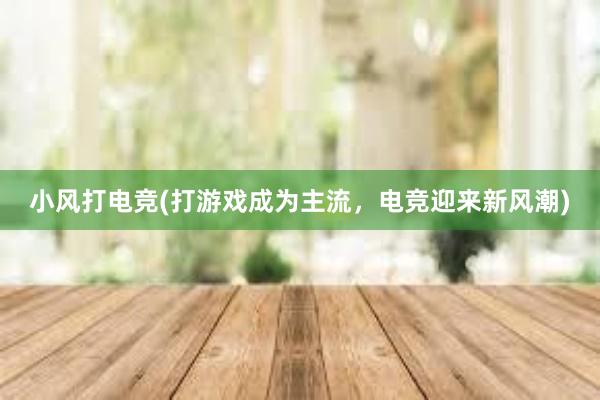 小风打电竞(打游戏成为主流，电竞迎来新风潮)