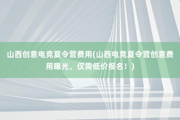 山西创意电竞夏令营费用(山西电竞夏令营创意费用曝光，仅需低价报名！)