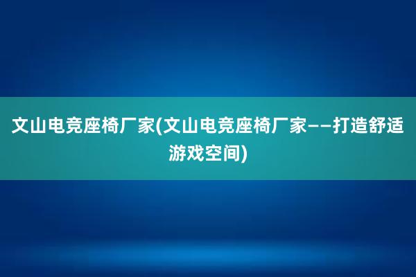 文山电竞座椅厂家(文山电竞座椅厂家——打造舒适游戏空间)