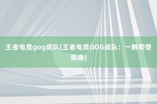 王者电竞gog战队(王者电竞GOG战队：一触即登巅峰)