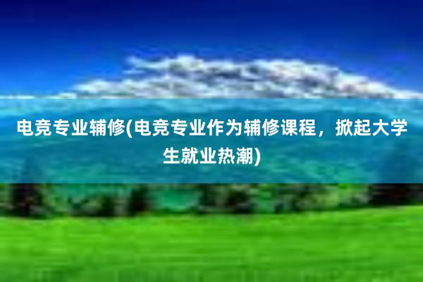 电竞专业辅修(电竞专业作为辅修课程，掀起大学生就业热潮)