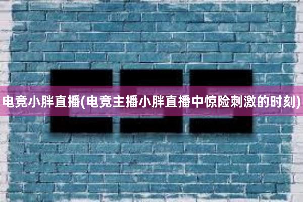 电竞小胖直播(电竞主播小胖直播中惊险刺激的时刻)