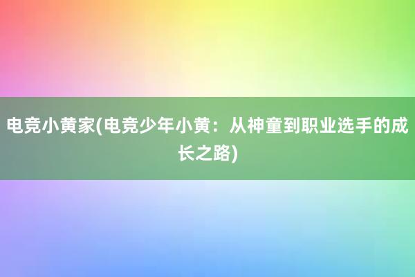 电竞小黄家(电竞少年小黄：从神童到职业选手的成长之路)