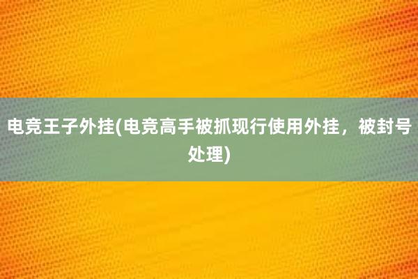 电竞王子外挂(电竞高手被抓现行使用外挂，被封号处理)