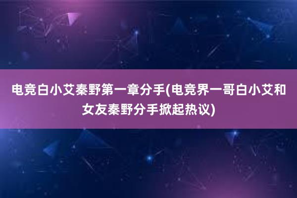 电竞白小艾秦野第一章分手(电竞界一哥白小艾和女友秦野分手掀起热议)