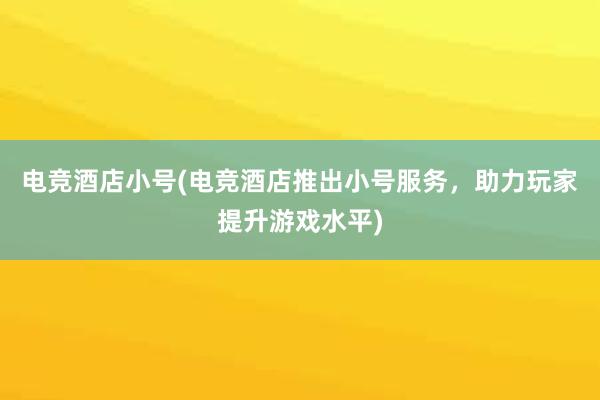 电竞酒店小号(电竞酒店推出小号服务，助力玩家提升游戏水平)