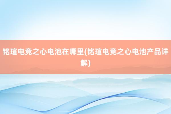 铭瑄电竞之心电池在哪里(铭瑄电竞之心电池产品详解)