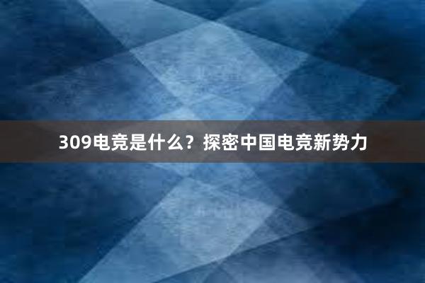 309电竞是什么？探密中国电竞新势力