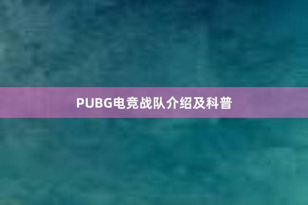 PUBG电竞战队介绍及科普