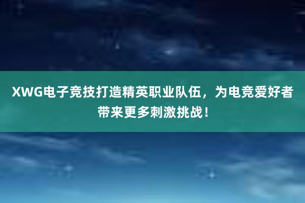 XWG电子竞技打造精英职业队伍，为电竞爱好者带来更多刺激挑战！