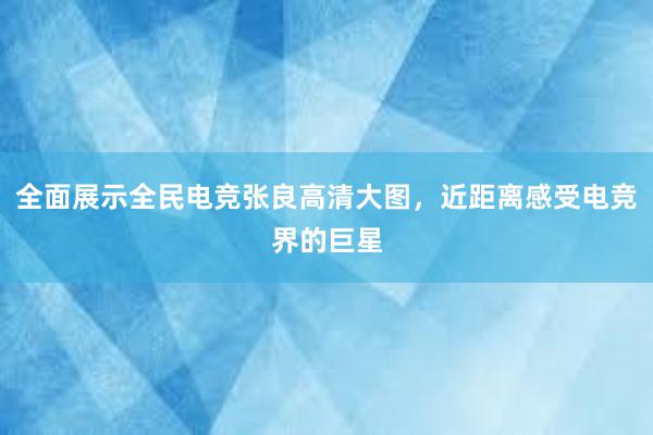 全面展示全民电竞张良高清大图，近距离感受电竞界的巨星