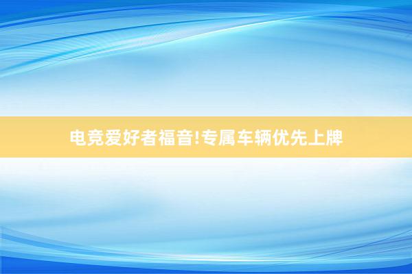 电竞爱好者福音!专属车辆优先上牌