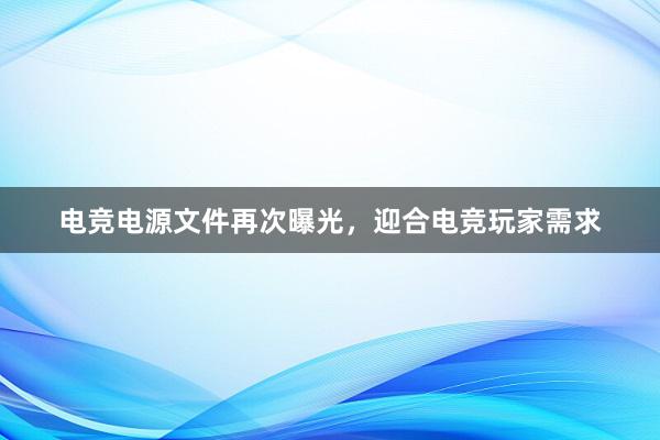 电竞电源文件再次曝光，迎合电竞玩家需求