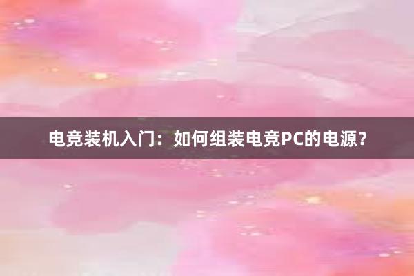 电竞装机入门：如何组装电竞PC的电源？