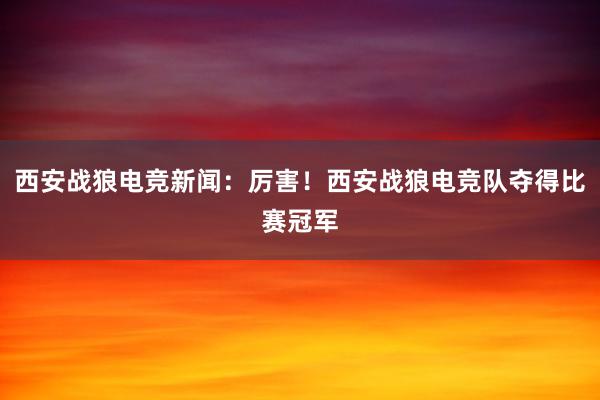 西安战狼电竞新闻：厉害！西安战狼电竞队夺得比赛冠军