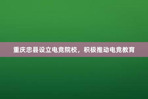 重庆忠县设立电竞院校，积极推动电竞教育